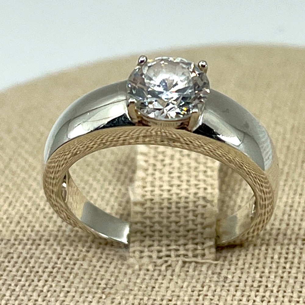 💎 Vintage 925 Sterling Silver Solitaire CZ Ring Size 7 - Picture 1 of 17